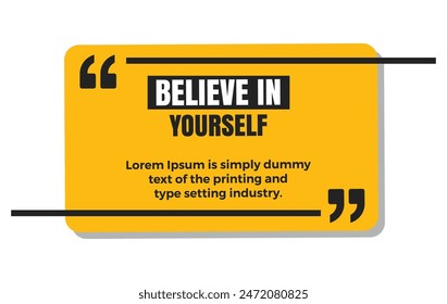 Motivation Quote or comment text frame with quote marks simple flat vector illustration