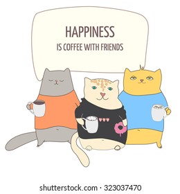 Motivation quote with cute friends cats