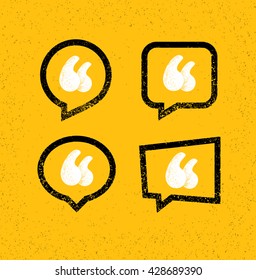 Motivation Quote Rusty Grunge Bright Speech Bubbles Signs Set. Vector Creative Elements For Print And Banner Design On Distressed Background