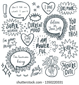 Motivation Quotes Lettering Design Set - collection of handwritingsand other elements. Vector illustration.