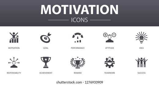 motivation simple concept icons set. Contains such icons as goal, performance, achievement, success and more, can be used for web, logo, UI/UX