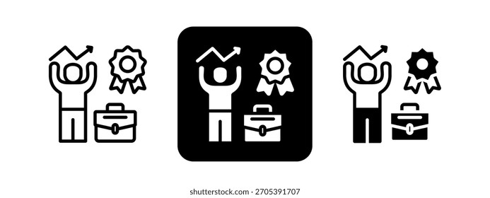 Motivation Solid color and black line drawing vector illustration set