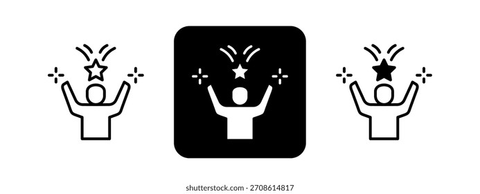 Motivation Solid color and black line drawing vector illustration set