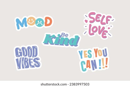 Motivation sticker collection design. Sticker Pack. Collection of trendy stickers.