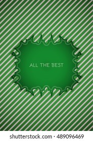 Motivation sticker in retro vintage style with contrast colors on striped background. Sticker with motivation text: ALL THE BEST.
