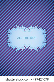 Motivation sticker in retro vintage style with contrast colors on striped background. Sticker with motivation text: ALL THE BEST.