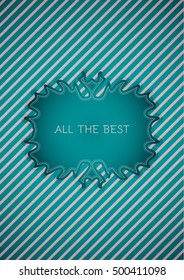 Motivation sticker in retro vintage style with contrast colors on striped background. Sticker with motivation text: ALL THE BEST.