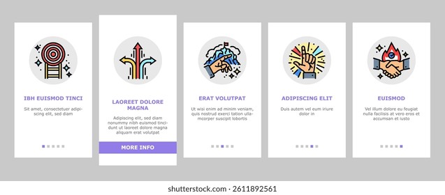motivation succes challenge onboarding mobile vector. business team, man high, freedom potential, leader up work career, people leadership motivation succes challenge Illustrations