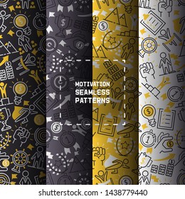 Motivation success motivate concept seamless pattern vector illustration. Creative idea inspiration strong power. Metaphor determination strategy. Motivational opportunity achievement.