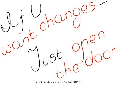 Motivation text about positive changes in life. If you want changes - just open the door