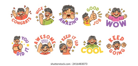 Motivation text with character vector illustration set