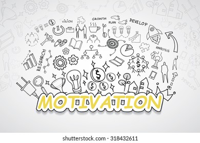 Motivation text, With creative drawing charts and graphs business success strategy plan idea, Inspiration concept modern design template workflow layout, diagram, step up options, Vector illustration