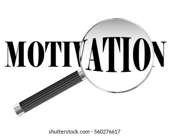 Motivation text viewed under magnifying glass illustration

