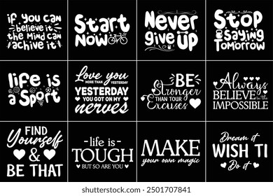 Motivación Tipografía Paquete de diseño de camiseta
