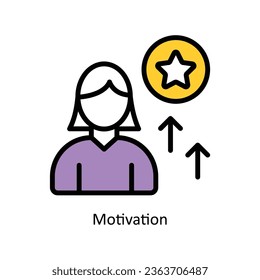 Motivation Vektorgrafik Füllte Umriss Design Illustration. Personalsymbol auf weißem Hintergrund EPS10-Datei 