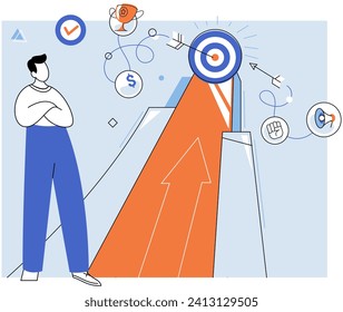 Motivation vector illustration. Having clear aim and well defined motivation concept guides actions and decisions Effective planning is foundation successful management and goal achievement Setting