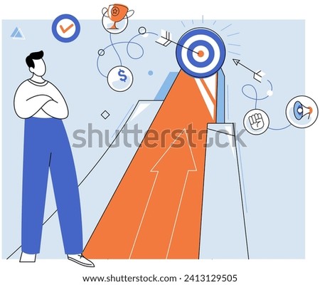 Motivation vector illustration. Having clear aim and well defined motivation concept guides actions and decisions Effective planning is foundation successful management and goal achievement Setting