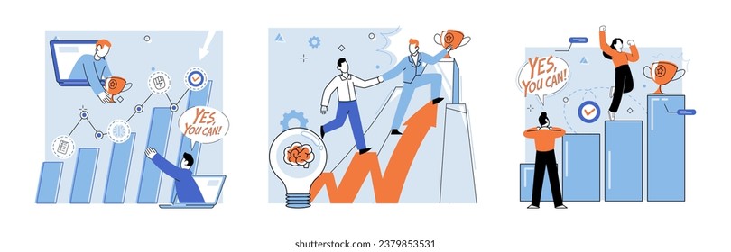 Motivation vector illustration. Motivation is key to unlocking personal success and achieving great accomplishments Motivating others through incentives can inspire them to overcome challenges