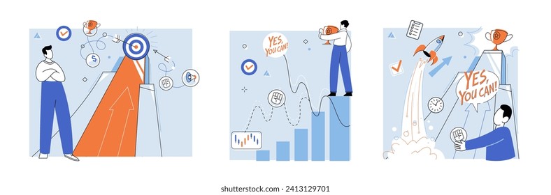 Motivation vector illustration. The motivation metaphor vividly illustrates transformative power inner drive and determination Difficulties and challenges can serve as powerful motivators for personal