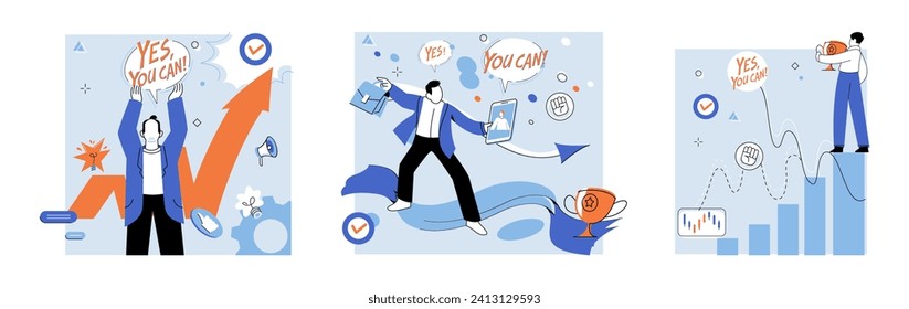 Motivation vector illustration. Professional success is often outcome strategic planning and sustained motivation The motivation metaphor epitomizes power determination and unwavering commitment