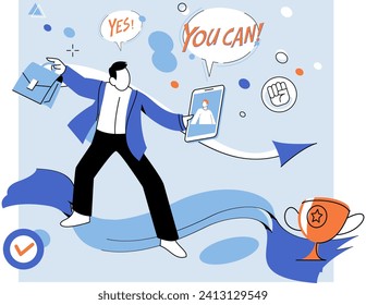 Motivation vector illustration. Support from peers and mentors can provide necessary motivation to achieve success Professionals who prioritize planning are more likely to accomplish their objectives