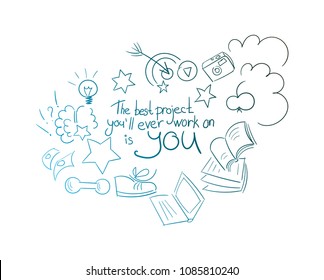 motivation vector lettering doodle sketch illustration line simple life project