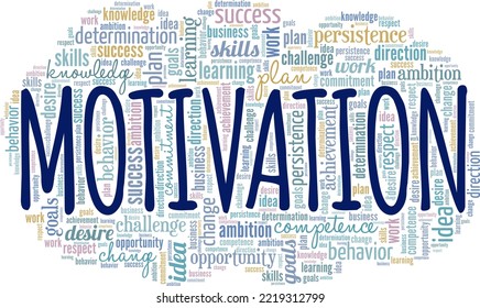 Motivation word cloud conceptual design isolated on white background.