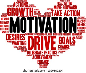 Motivation Wort Cloud auf weißem Hintergrund. 