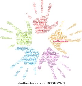 Motivation word cloud on a white background. 