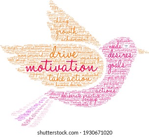Motivation word cloud on a white background. 