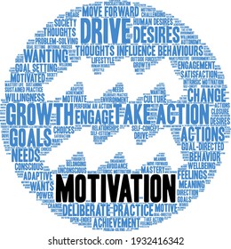 Motivation Wort Cloud auf weißem Hintergrund. 