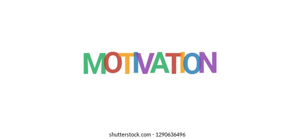 Motivation word concept. Colorful "Motivation" on white background. Use for cover, banner, blog.