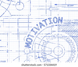 Motivation word on machine graph paper background illustration