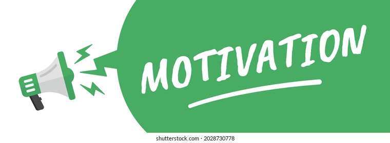 Motivation word on speech bubble with megaphone banner illustration