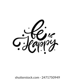 Motivational Be Happy quote in stylish typography spreads positivity and joy, a beautiful and uplifting message