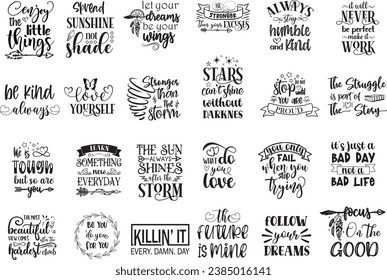 Motivational Bundle With 24 Quotes, Positive Quote, Sayings, Funny Quotes