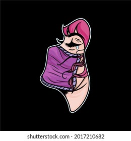 Motivational, Cartoon, Vintage, Aesthetic, Minimalist Portrait Beautiful Girl Pandemia Crying Graphic T-shirt, Poster Vector Illustration