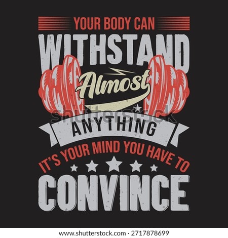 Motivational design featuring strong arms and text about mental fortitude graphic design