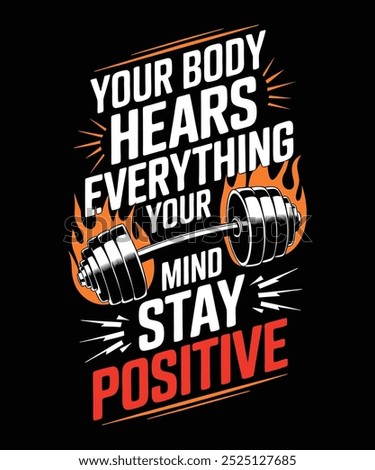 Motivational Fitness T-Shirt Design: Workout and Gym Vector Files for Bodybuilders