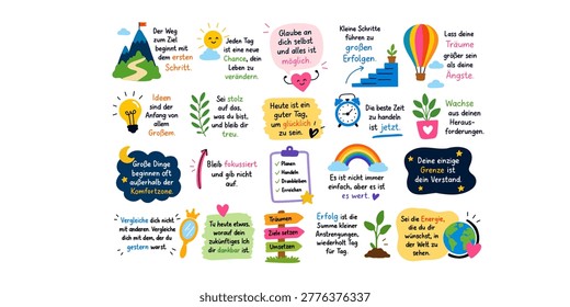 motivational german quotes vector set modern typography design