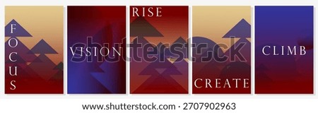 Motivational Gradient Poster Set – Focus, Vision, Rise, Create, Climb