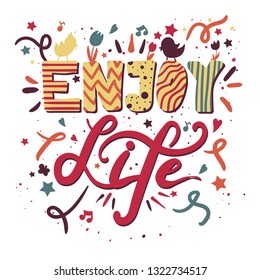 Motivational hand drawn color lettering