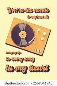 Motivational illustration with vinyl disk and retro-styled typography.