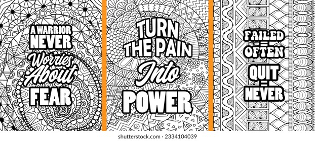 Motivational Inspirational Quotes Coloring Pages For Adults, Art Typography Coloring Pages For Men And Women, Words Coloring Book Pages Design.