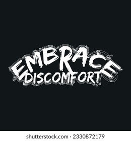 Motivational and inspirational quotes lettering text effect typography dark t shirt design on black background