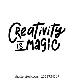 A motivational and inspiring hand-lettered quote "Creativity is magic". Perfect for creating posters, social media graphics, and home decor.