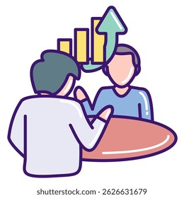 Motivational Interviewing icon represented by motivator, client Lineal Color style.
