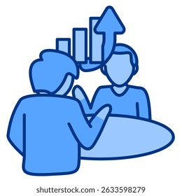 Motivational Ícone de entrevista representado pelo motivador, estilo azul cliente.