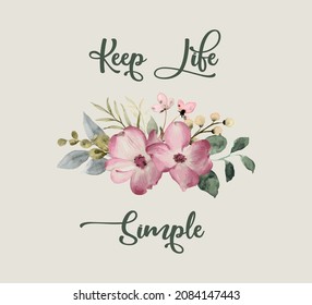 Lema motivacional con flores acuáticas, diseño vectorial