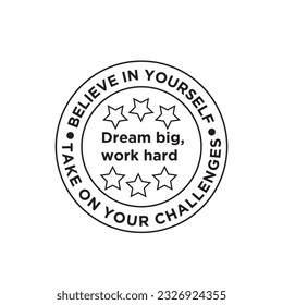 Motivational learning lettering text typography circle shape t shirt design on white background